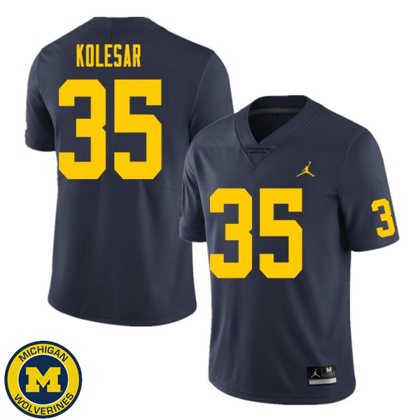 Mens University of Michigan #35 Caden Kolesar Navy College Game Jersey